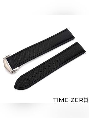 New Black Deployant FKM Sailcloth Hybrid Watch Strap (The Regatta Collection)